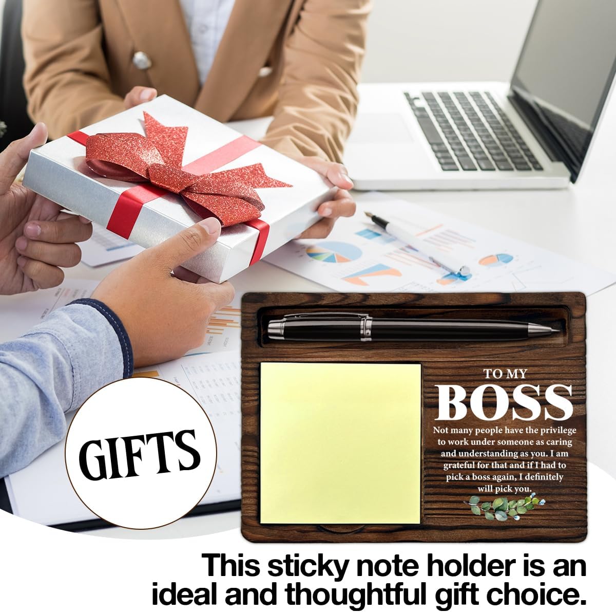 Best Boss Gifts for Men, Thank You Gifts for Bosses Boss's Day Retirement Birthday, to My Boss Self-Stick Note Pad Holders Office Decor Bosses Day Gift Ideas