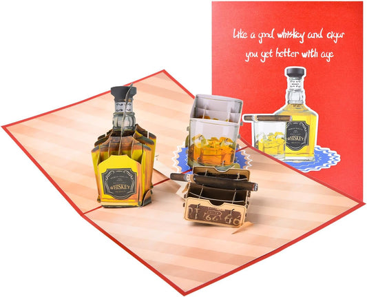 3D pop-up beer themed greeting card, exquisite pop-up pattern, laser paper carved details, suitable for men, husbands, fathers or colleagues who like good beer - with envelope and blank label