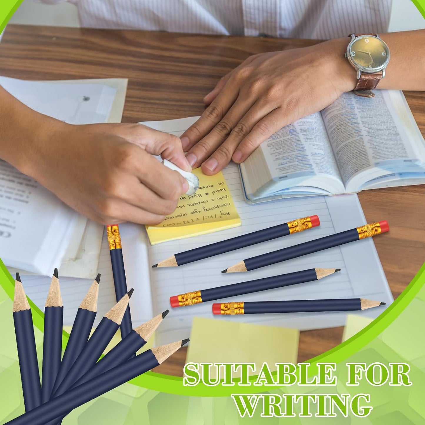 50 Pcs 4 Inch Mini Golf Pencils with Erasers Bulk Pack of Wooden Pencils for Parties Weddings School and Offices (Blue)