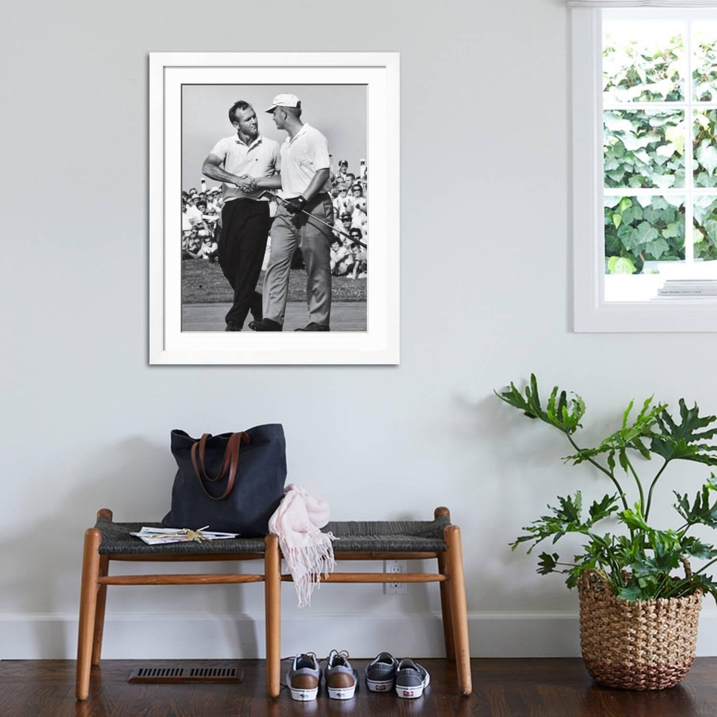 ART.COM Wall Premium Photographic Print Golfer Jack Nicklaus and Arnold Palmer During National Open Tournament on White Frame by John Dominis, 32" x 40"