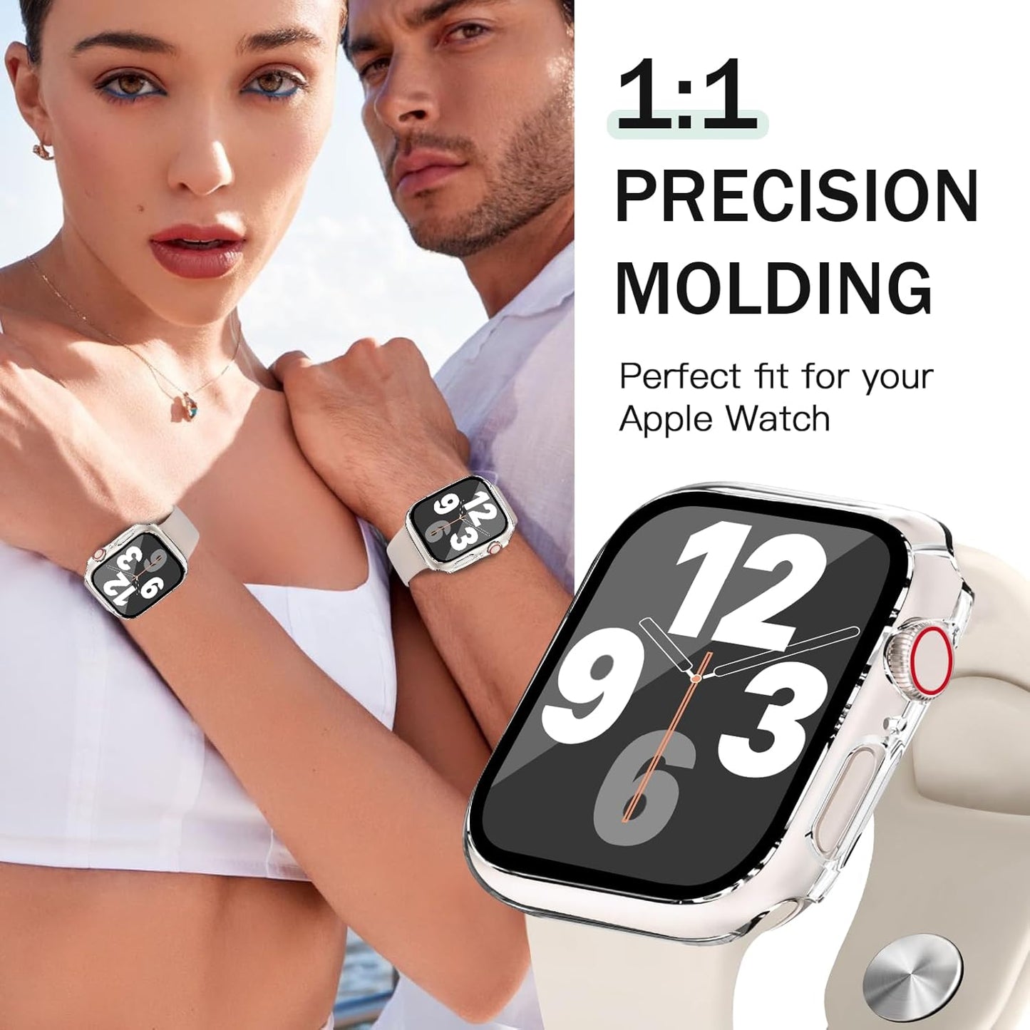 JR.DM 42mm 2 Pack Hard PC Case with HD Tempered Glass Screen Protector for Apple Watch Series 3/2/1, Slim Guard Bumper Full Coverage Protective Anti-Scratch Face Cover for iWatch, Clear+Clear