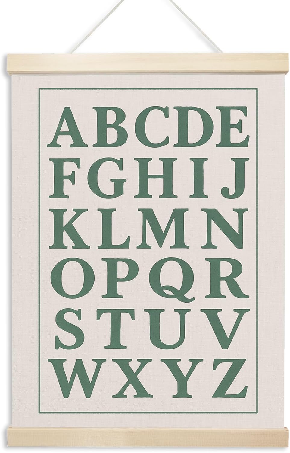 Xmsaitar Vintage Classroom Alphabet Poster Hanger Frame Wall Decor, Sage Green ABC Prints for Wall Hanging Decor Art, Nursery Educational Banner for Kids Toddler Room Dorm Playroom Preschool 12x16in