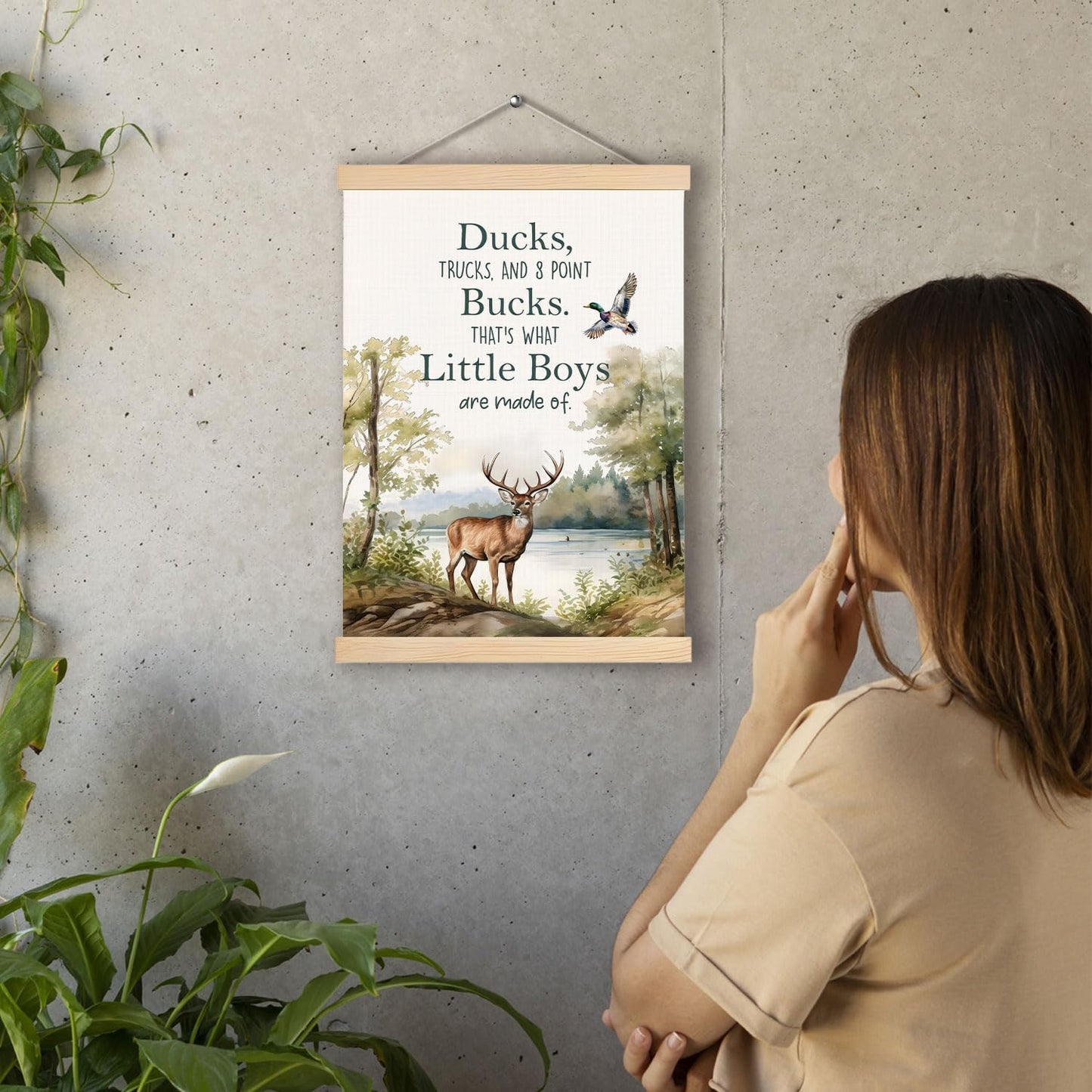 pouep Boys Nursery Wall Art Poster, Forest Nursery Decor, Farmhouse Woods Wild Deer Duck Canvas Prints Wall Decor for Toddler Kids Boys Bedroom Playroom Classroom, 12x16 Inches
