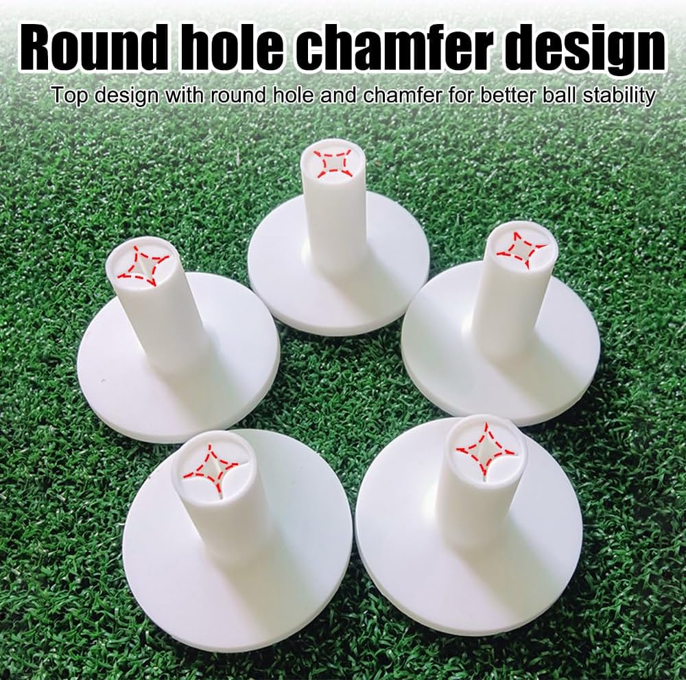 MiOYOOW 5PCS Rubber Golf Tees, Flexible Tee Holder with Wider Base, Golf Ball Tees Accessories for Men and Women