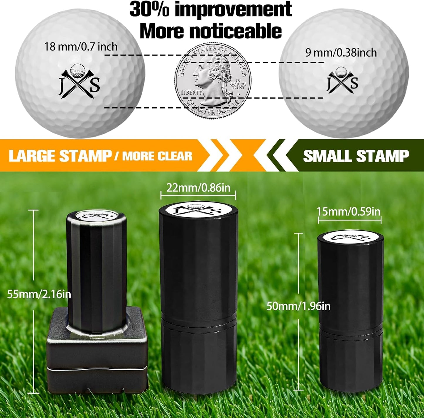 ONFAON Custom Golf Ball Stamp, Personalized Name Golf Ball Marker Stamp with Monogram Logo, Reusable Inking Customized Golf Stamper Accessories Gifts for Golfers