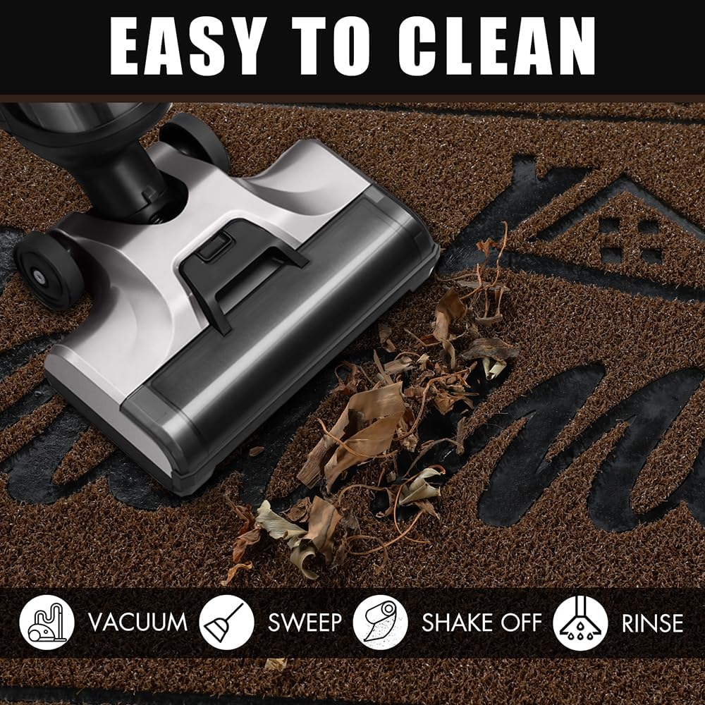 Yimobra Welcome Mat, Heavy Duty Sturdy Door Mats for Home Entrance Outdoor Indoor, Front Doormat for Outside Patio Floor Entry Porch Garage Office, Waterproof, Low Profile, 36x24, Coffee