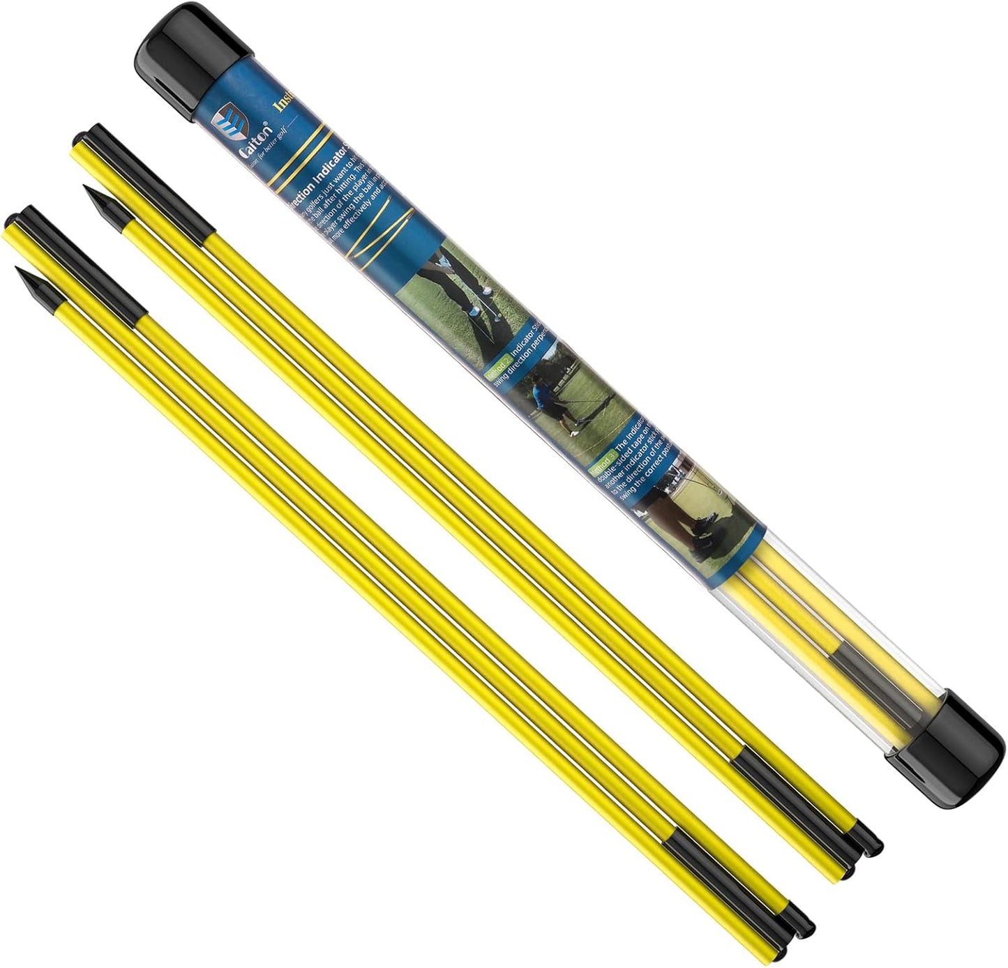 MoKo Golf Alignment Stick, 2 Set Golf Alignment Rods, 48" Collapsible Alignment Stick Golf Training Aid for Aiming, Putting, Posture Corrector, Golf Practice Sticks with Clear Tube Case