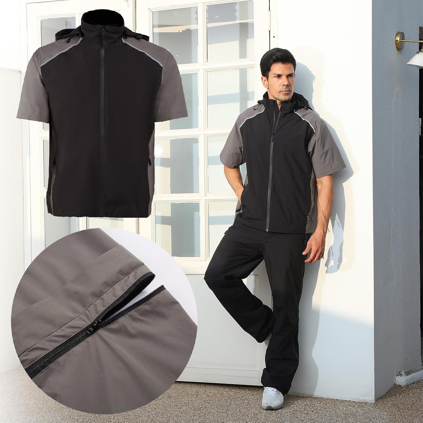 K.E.J. Golf Rain Jacket for Men Waterproof Raincoat Lightweight Jacket Golf Suit for Hiking Cycling Running Camping Traveling