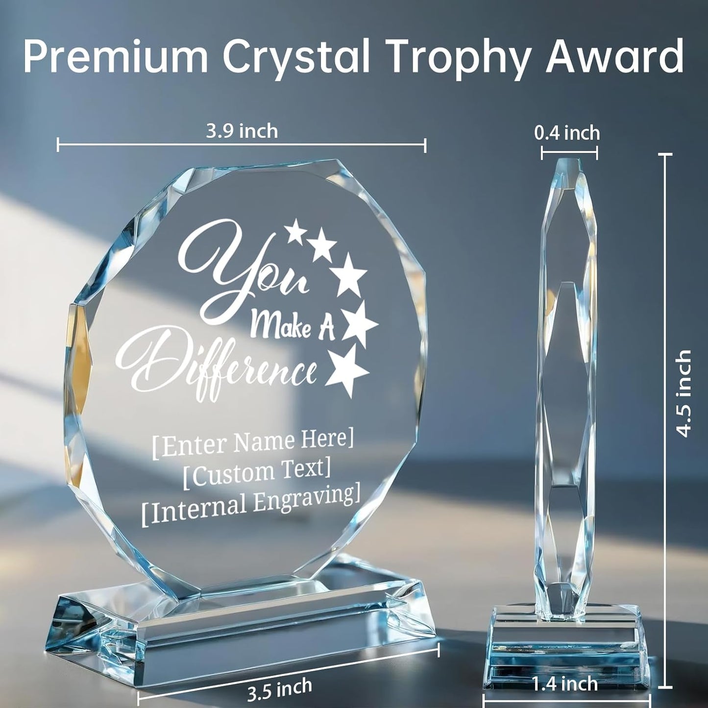 Custom Crystal Awards and Trophies – Personalized Engraved Glass Plaques for Employee Recognition, Appreciation, Farewell, Retirement, Coworker Gifts, Sports Achievements
