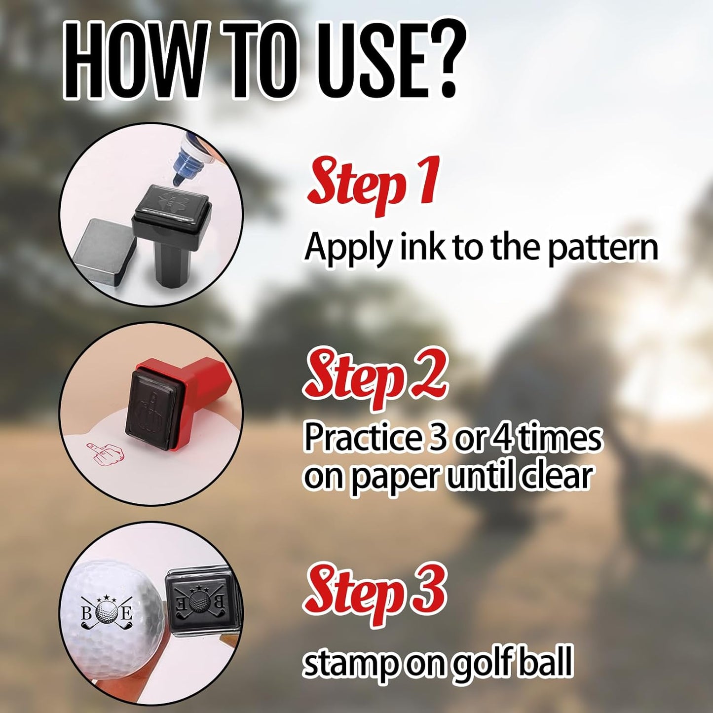 Personalized Custom Golf Ball Stamp Markers with Ink Customized Logo Monogram Name Golf Ball Stamper for Golfer Husband Boyfriend Dad Gift Reusable Your Own Golf Ball Stamps