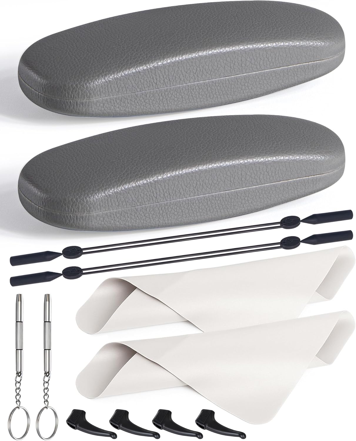 RayLove Glasses Case, Unisex Hard Shell Eyeglass Case, PU Leather Protective Hard Eye Glasses Cases with Eyewear Accessories