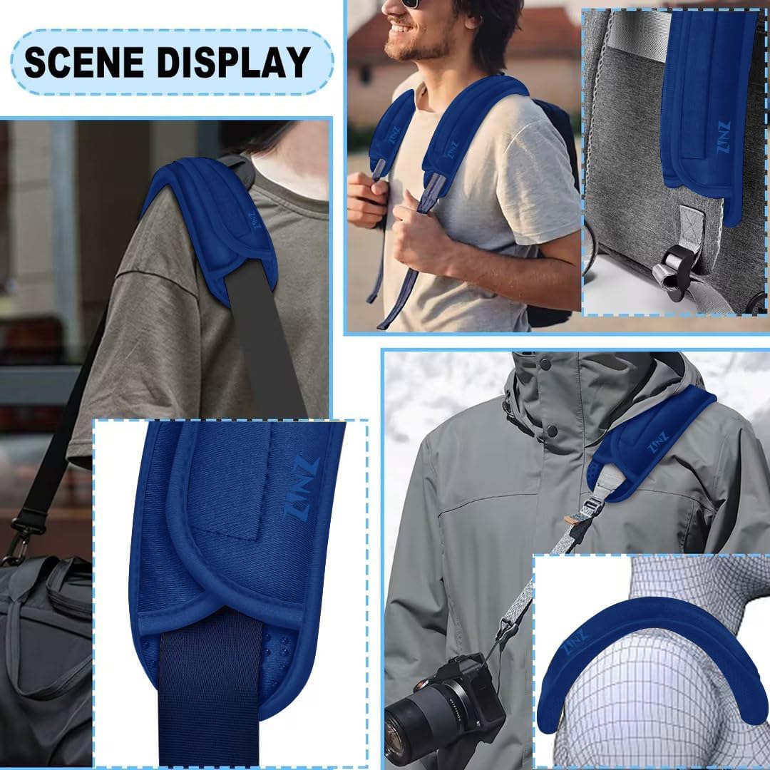 ZINZ 2-Pack Universal Shoulder Pad with Ultra thick Cushion for Bag Luggage Bag Crossbody, Plus Long & Anti-Slip & Breathable,Blue