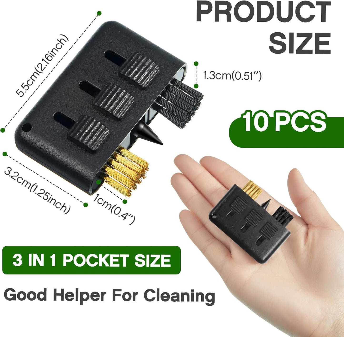 Nuanchu 10 Packs 3 in 1 Retractable Multiple Use Golf Club Cleaner Tool Portable Golf Club Brush Cleaning Kit with Groove Sharpening Tool, Pocket Size