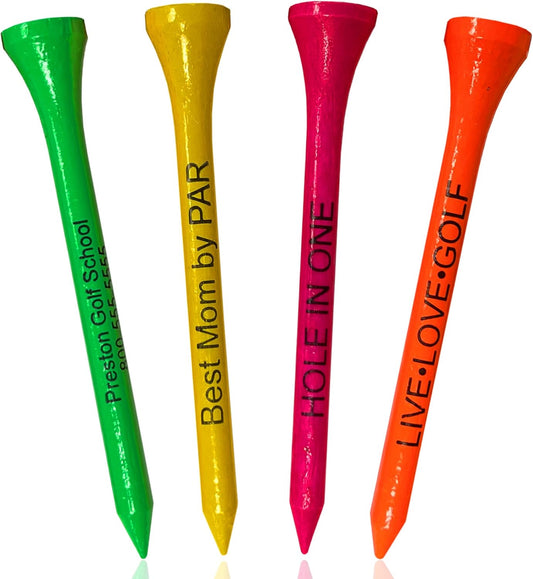 3 ¼ Bamboo Golf Tees, Customizable Golf Tees with Imprinted Messages, Essential Equipment & Ideal Gift for Golfers