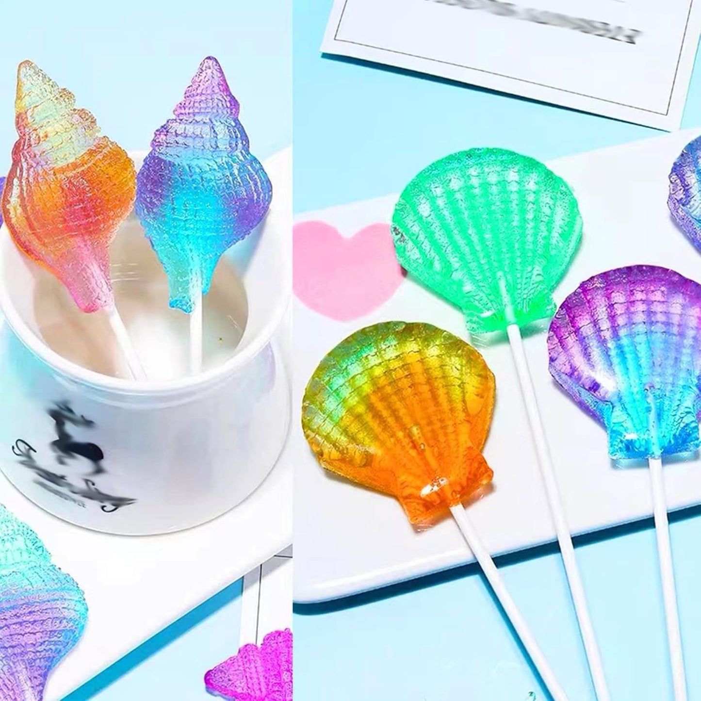 5 Pcs Seashell Starfish Silicone Mold Cake Fondant Silicone Mold Seashell Conch Baking Moldsfor DIY Cake Decoration Chocolate Candy Polymer Clay Crafting Projects