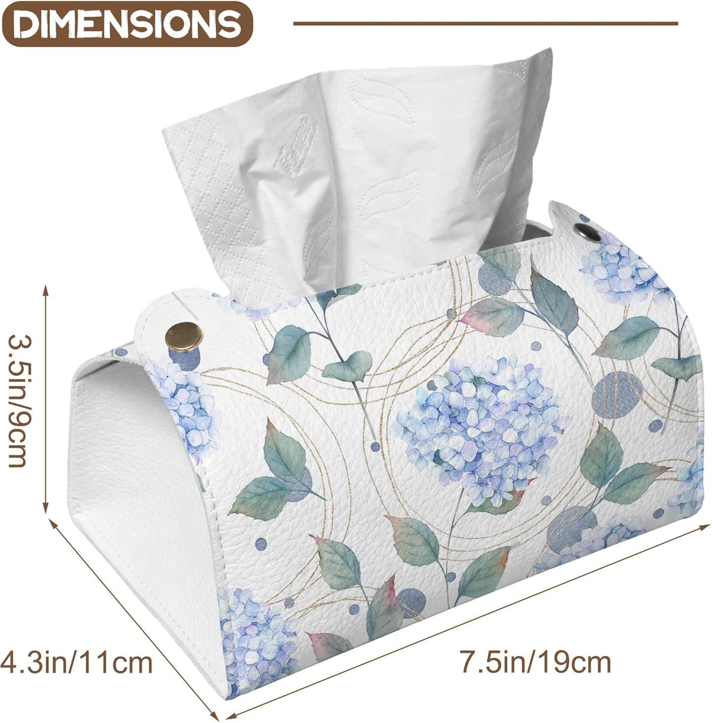 Abstract Hydrangea Flower Tissue Box Cover Holder – Rectangular Tissue Organizer, Decorative Napkin Box Case for Home, Office & Car