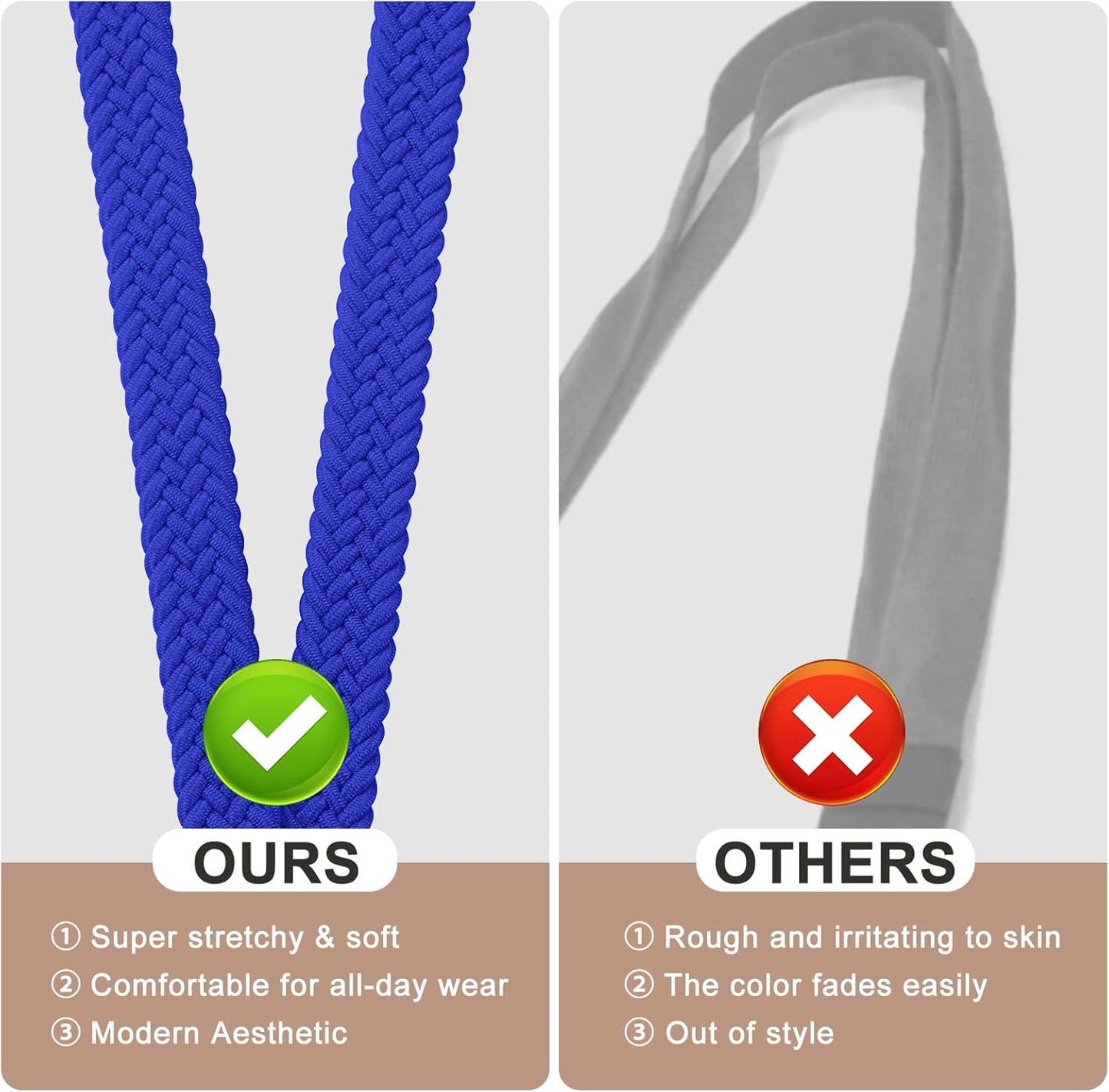 Fishent Stretchy Thin Lanyards for Keys ID Badges, Cute Long Teacher Neck Key Lanyard Keychains for Women Men Wallet Phone(Clein Blue)