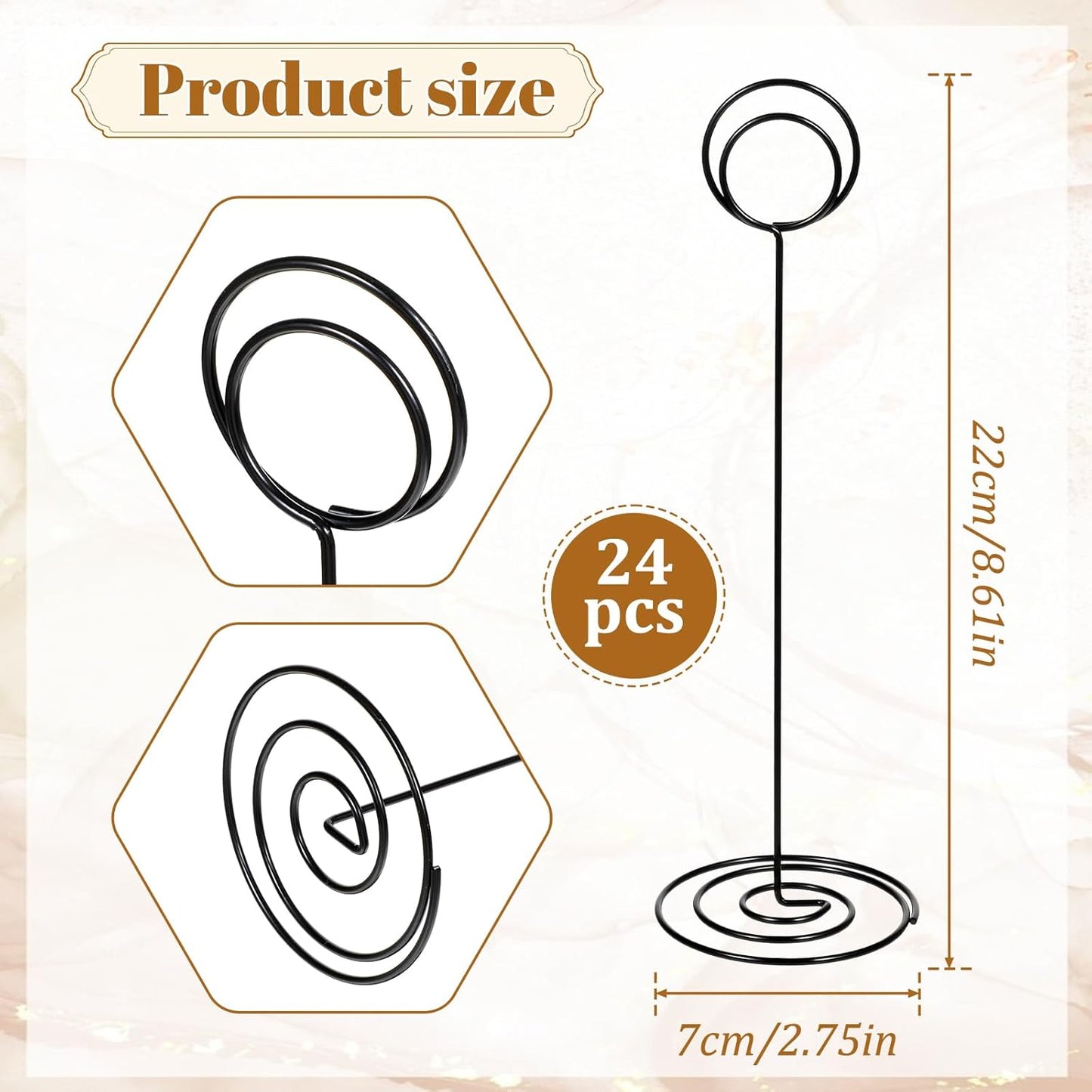 24 Pack 8.6 Inch Table Number Holder Table Sign Stands Picture Name Menu Clips Place Card Holder for Wedding Anniversary Party Display Centerpieces