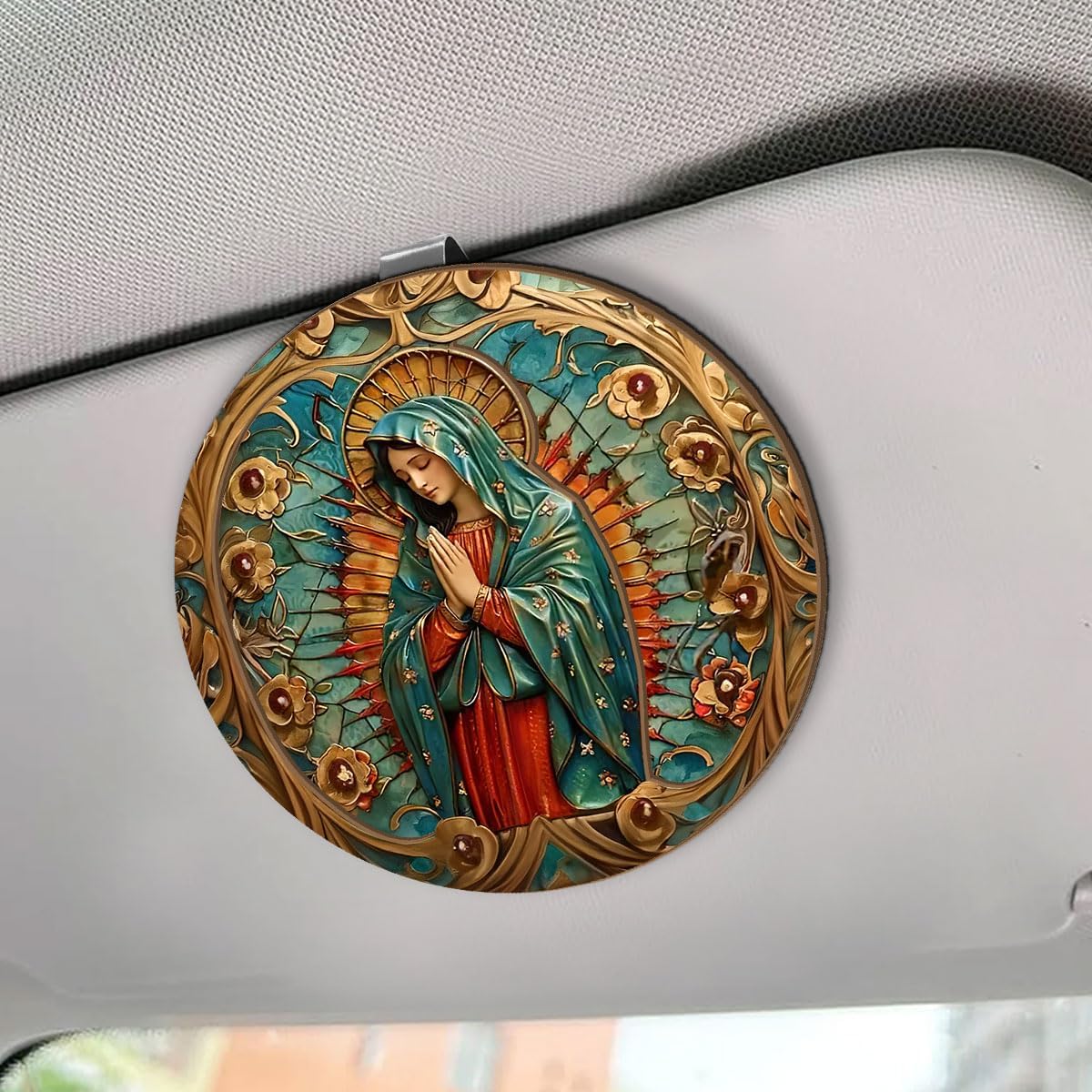 Jesuspirit Personalized Car Visor Clip – Guardian Angel Visor Clip, Our Lady of Guadalupe, Christian Car Accessories, New Driver & Religious Gifts (Our Lady of Guadalupe)