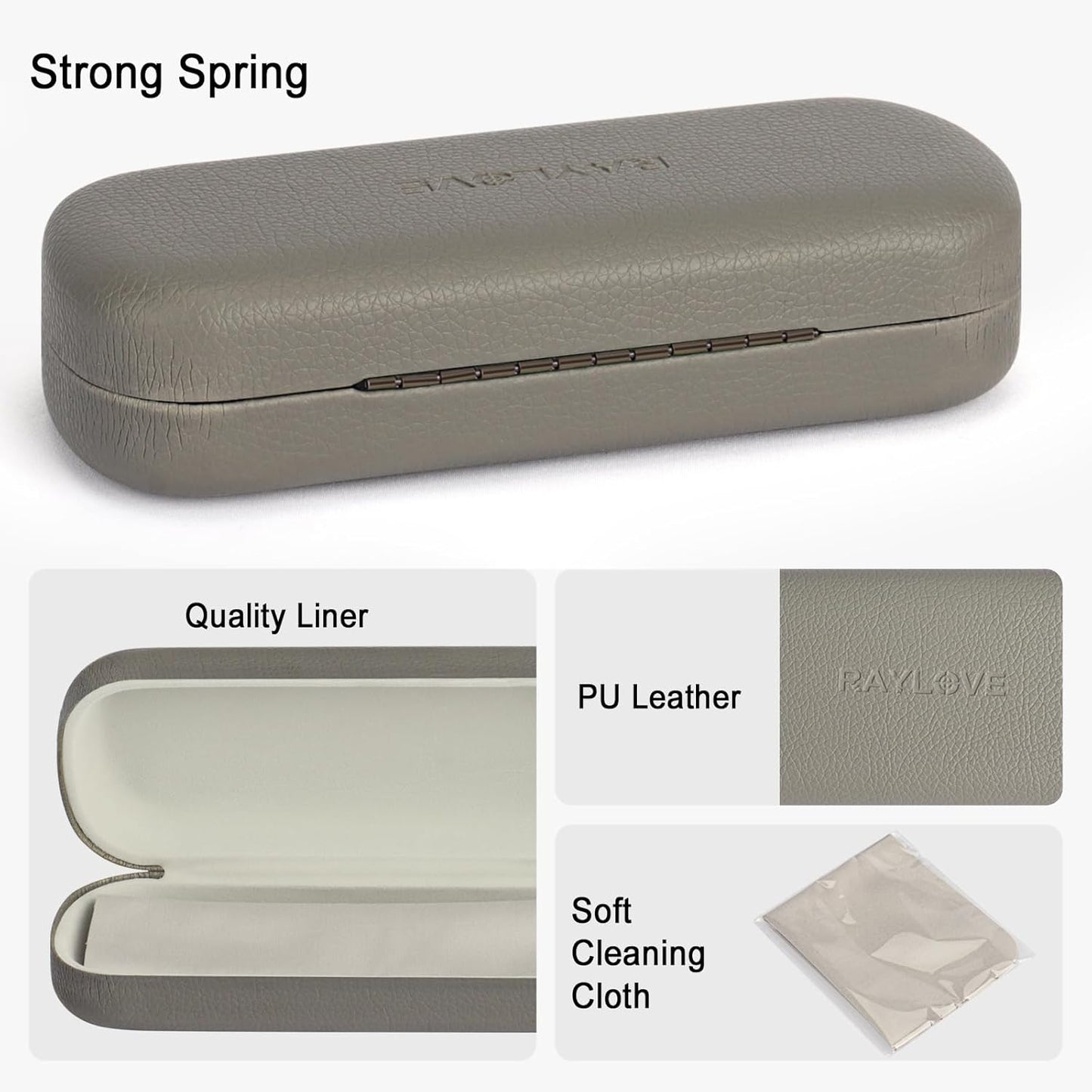 RayLove Glasses Case Hard Shell Eyeglass Case with Cleaning Cloth, PU Leather Protective Eye Glass Cases Fits Most Sunglasses