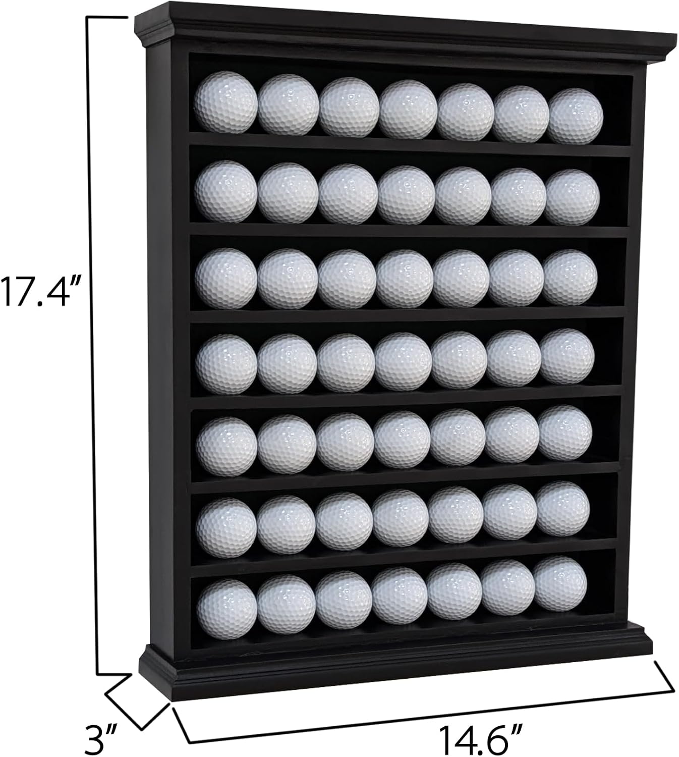 Golf Ball Display Cabinet | Holds 49 Balls | Ideal Collector Gift | Elegant Wall & Table Mount | Solid Wood | Perfect for Enthusiasts Golf Ball Diplay Case Shadow Box for 49-Ball Display Cabinet