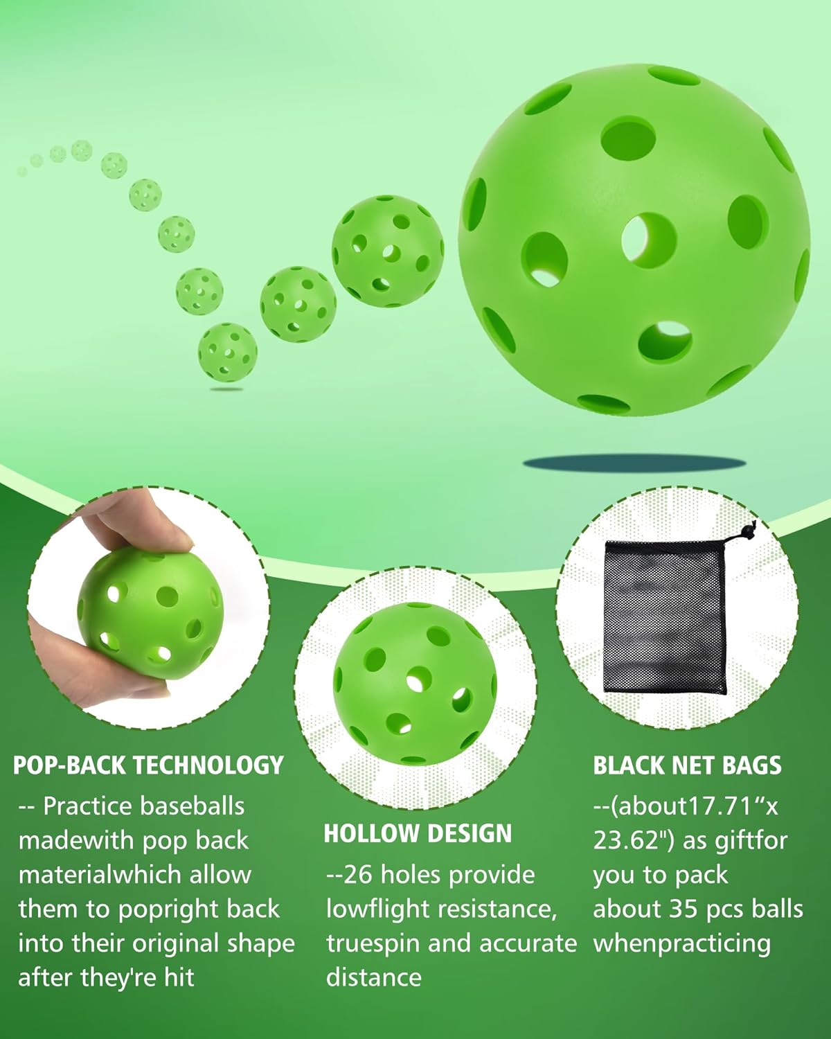 35 Pack Practice Golf Balls Limited Flight Plastic Golf Balls 42mm Practice Golf Balls for Backyard Golf Training Balls for Swing Practice, Airflow Hollow (Multiple Colors)