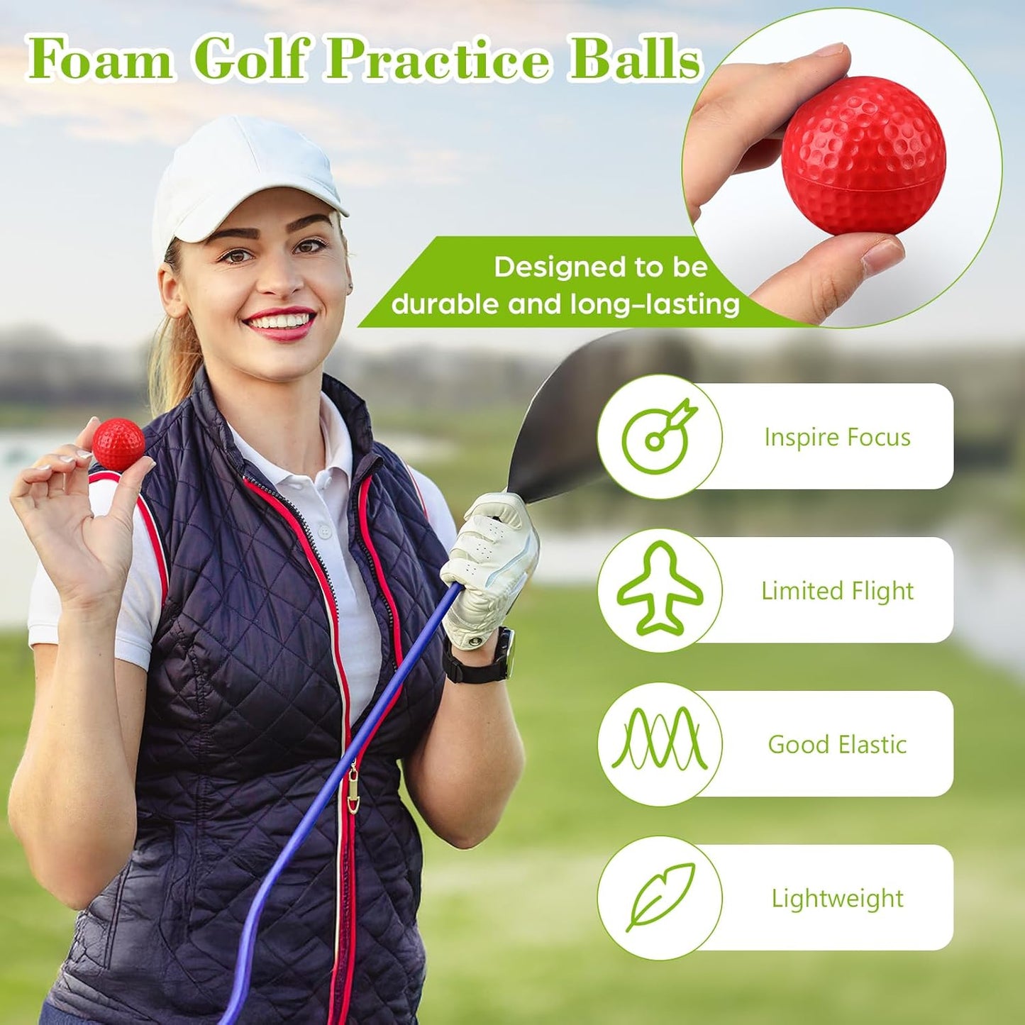 12 Pcs Foam Golf Practice Balls Soft Foam Balls for Golf Practice Realistic Feel and Flight Sport Training