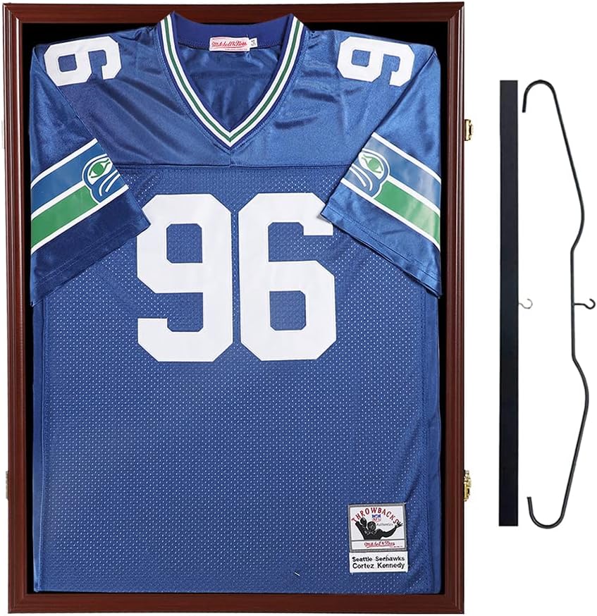 Jersey Display Frame Case Large Frames Shadow Box Lockable with UV Protection Acrylic Hanger and Wall Mount Option for Baseball Basketball Football Soccer Hockey Sport Shirt