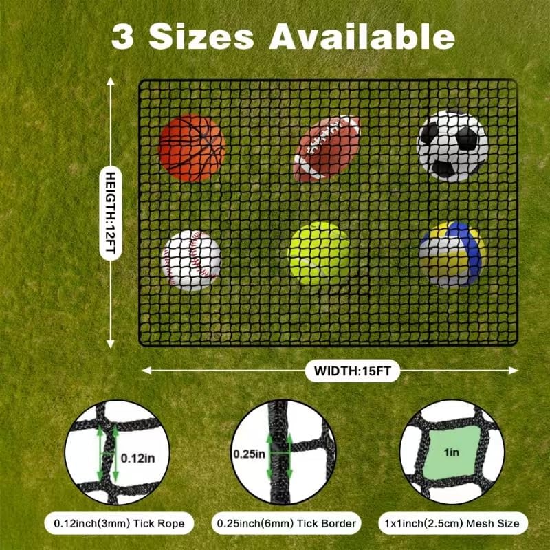 Golf Net, 12X12ft /12X15ft/12X20ft Golf Practice Net Sports Practice Barrier Net for Baseball, Hockey, Soccer, Netting for Garage, Backyard, Indoor Outdoor Sports Netting