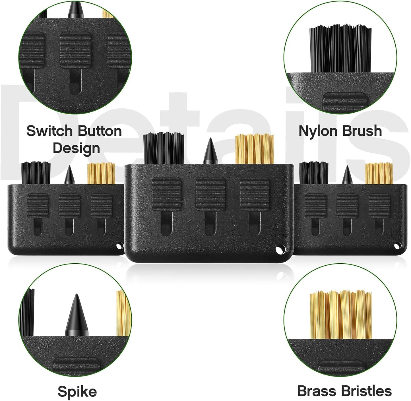 Nuanchu 10 Packs 3 in 1 Retractable Multiple Use Golf Club Cleaner Tool Portable Golf Club Brush Cleaning Kit with Groove Sharpening Tool, Pocket Size