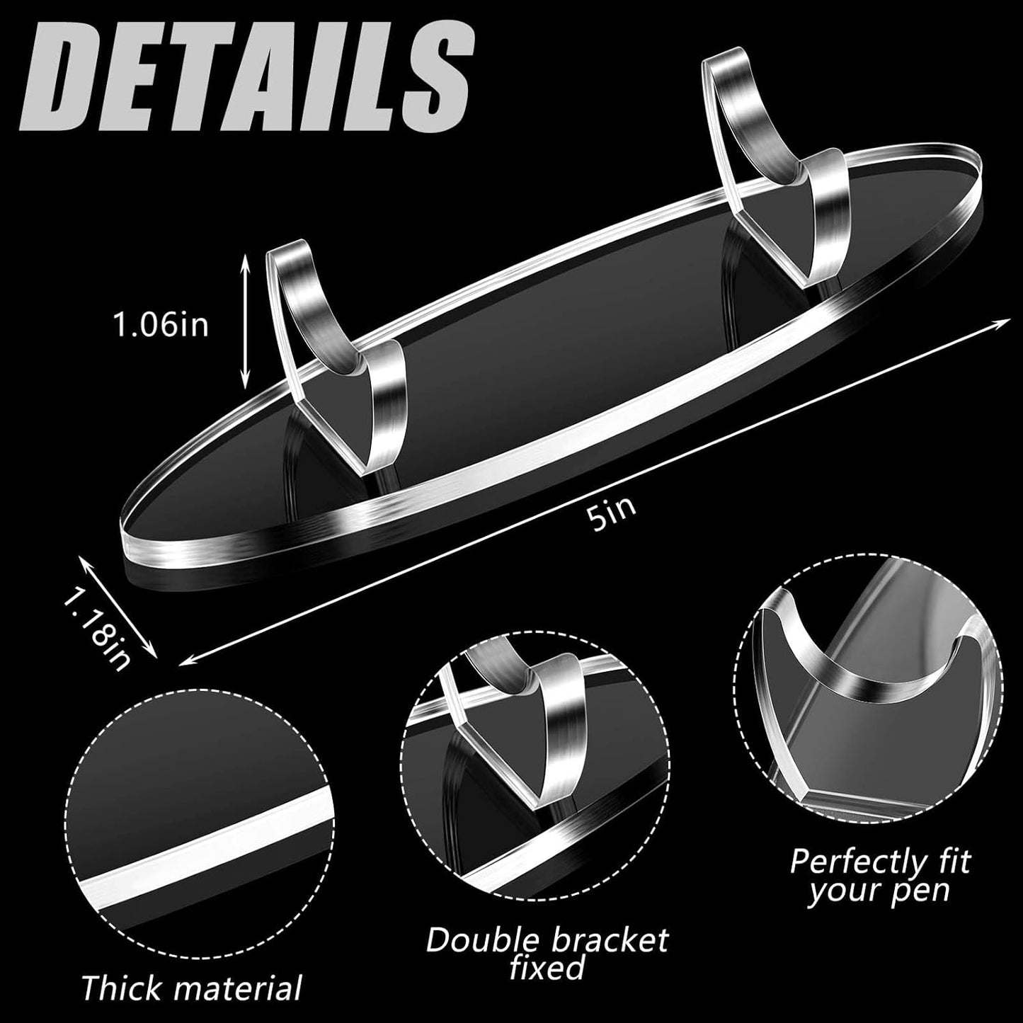 Spakon 2 Pieces Acrylic Pen Holder Display Stand Pencil Display Holder Fountain Pen Ballpoint Rack Desk Pencil Wand Showcase, Paintbrush Drying Rack for Home Office(Transparent)