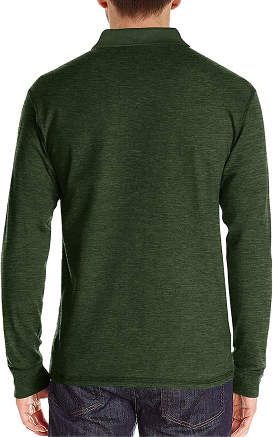 Mens Long Sleeve Polo Shirts Casual Moisture Wicking Golf Polo Shirts with Pocket