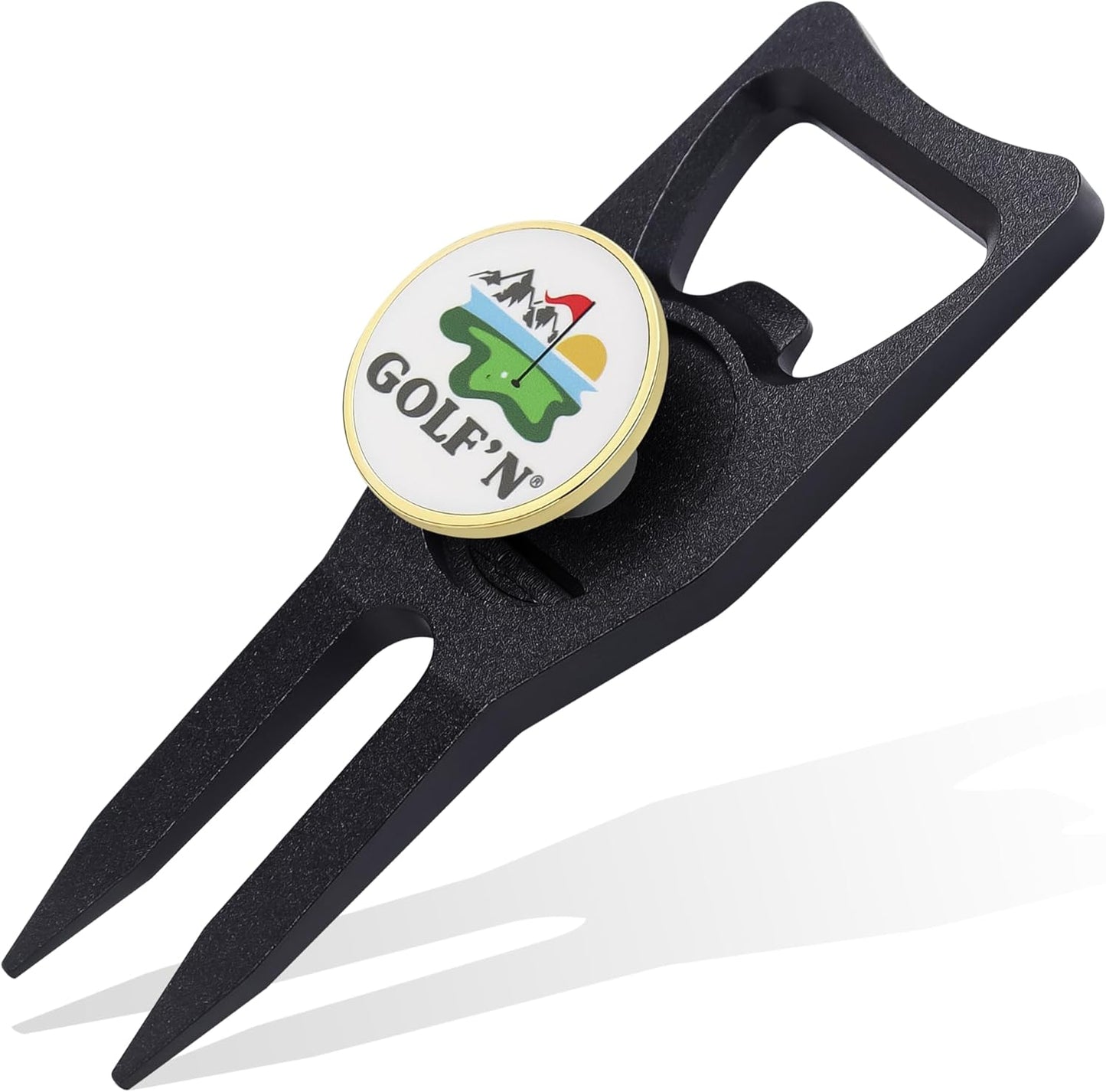 Golf'N Aluminum Golf Ball Marker Divot Repair Tool - Magnetic Ball Marker, Groove Cleaner & Bottle Opener - Essential Golf Divot Tool for Golfers, Sleek Design