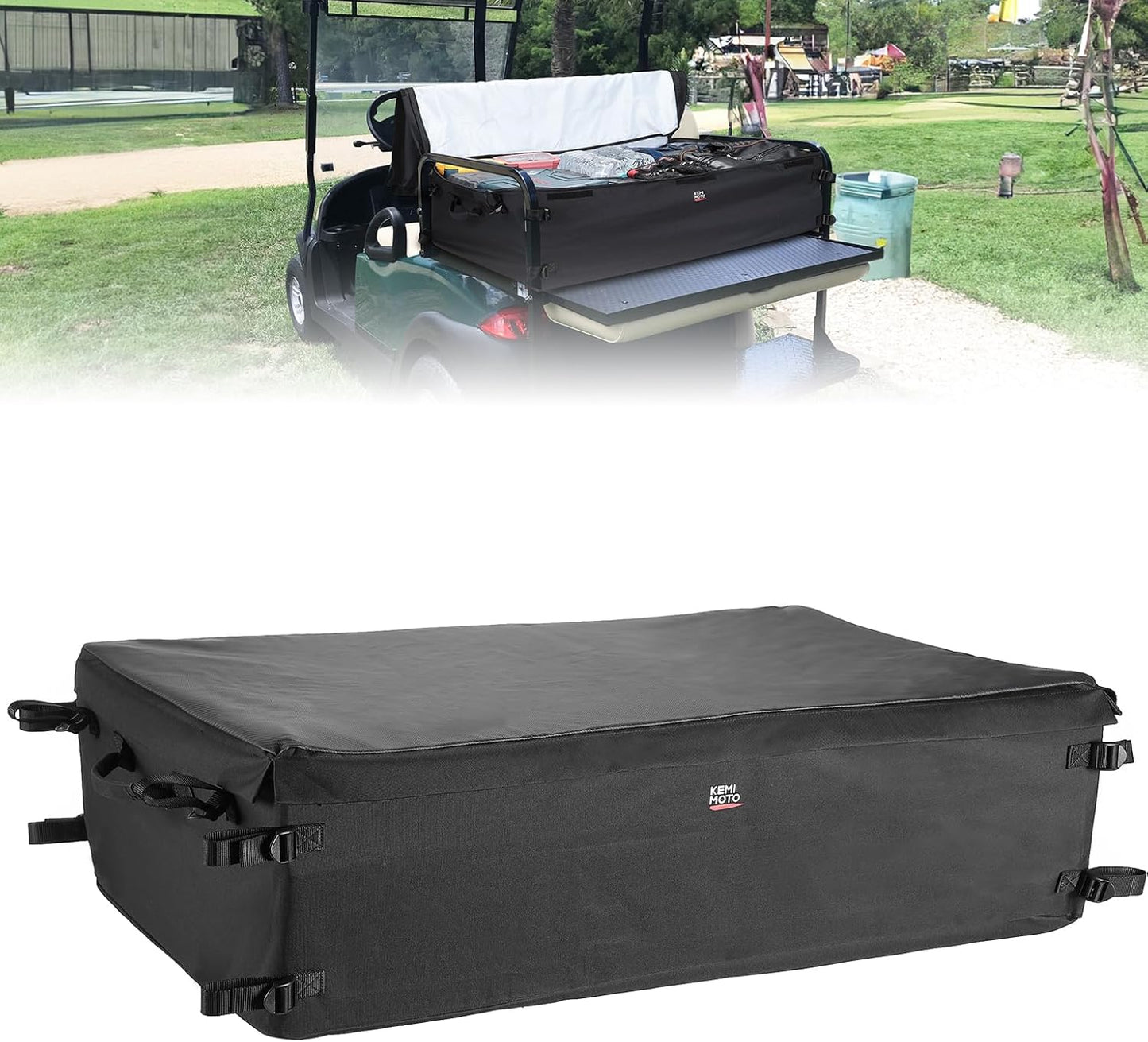 KEMIMOTO Universal Golf Cart Shopping Storage Bag for 2+2 Passengers Golf Cart, Compatible with Club Car, EZGO, Drive, and Kandi Electric Carts, Black