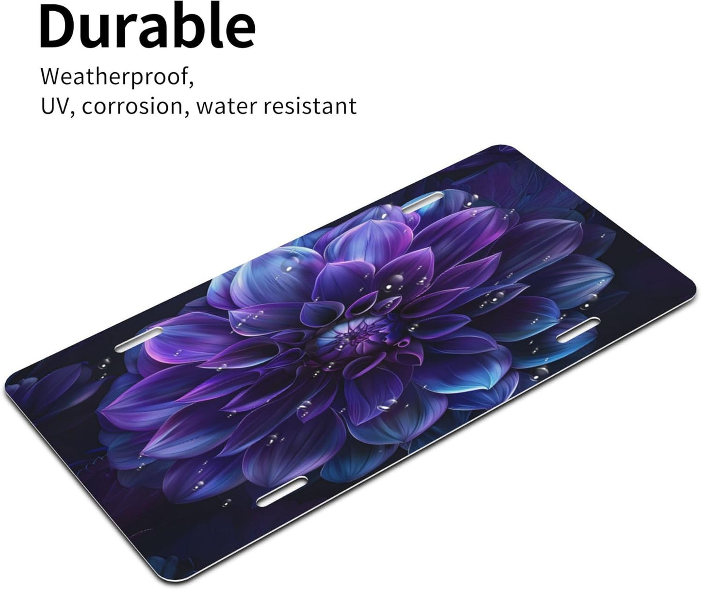 Flower Purple Beautiful License Plate Funny Aluminum Front License Plates Decorative Waterproof Rust-Free Metal Car Plate Covers for Women Men Car Tag Accessories fit Truck SUV Rv 12 X 6 Inch