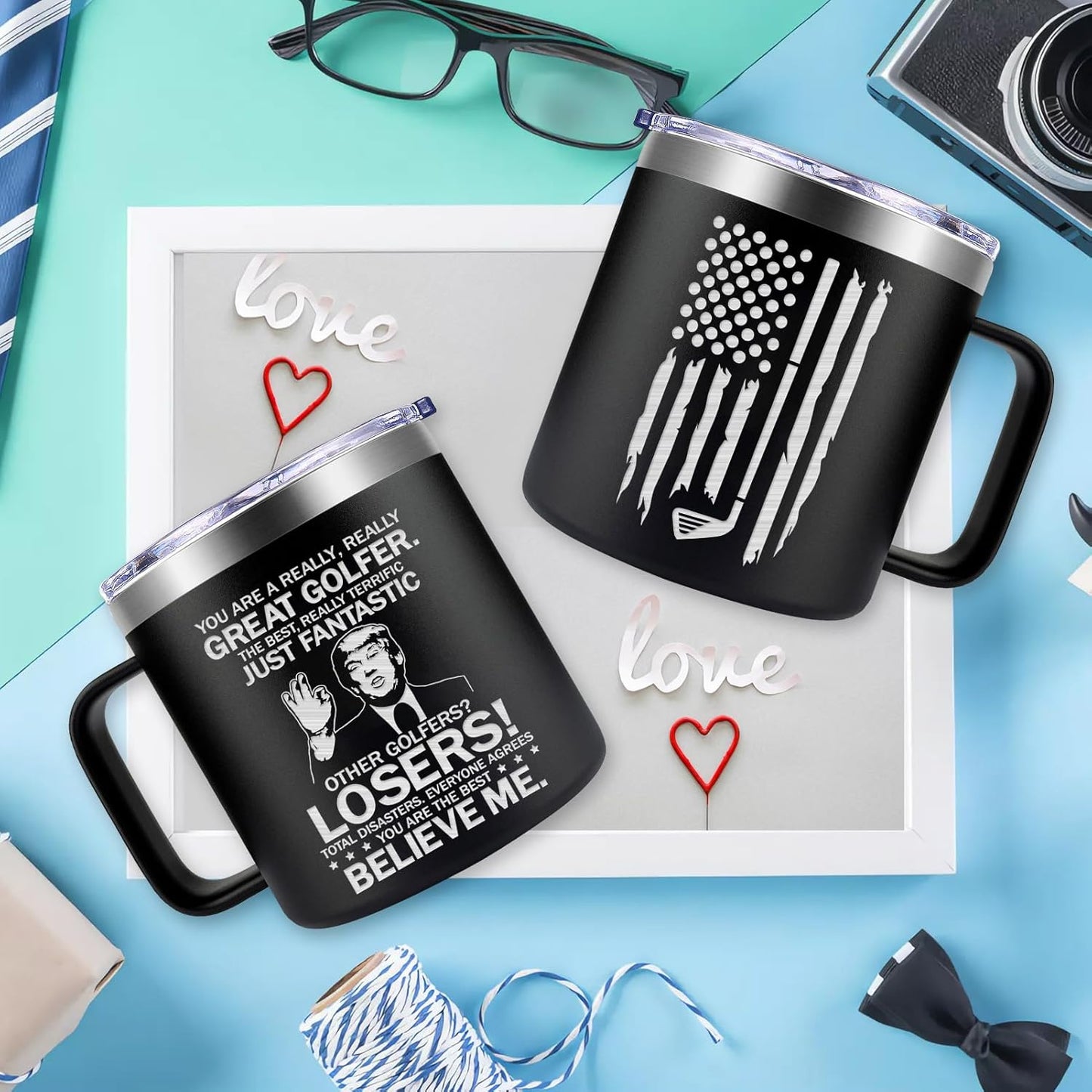 Fufendio Golf Gifts for Men - Best Golf Gift 14oz - Fathers Day Golfs Gifts for Dad Grandpa Brother Men Golfers Him - Christmas Gift