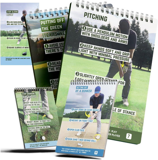 Golf Reference Guide Pocketbook - Golf Cheat Sheets With 175+ Essential Tips 36 Different Shots - Golf Training Aid - Helpful Golf Swing Thoughts - Waterproof & Durable Golf Book - Makes a GREAT gift.