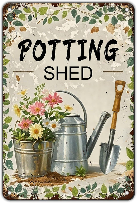 Potting shed Garden Tools tin Sign Garden Decorative Metal Signs for Home Farm Vintage Wall Decor 8x12 Inch
