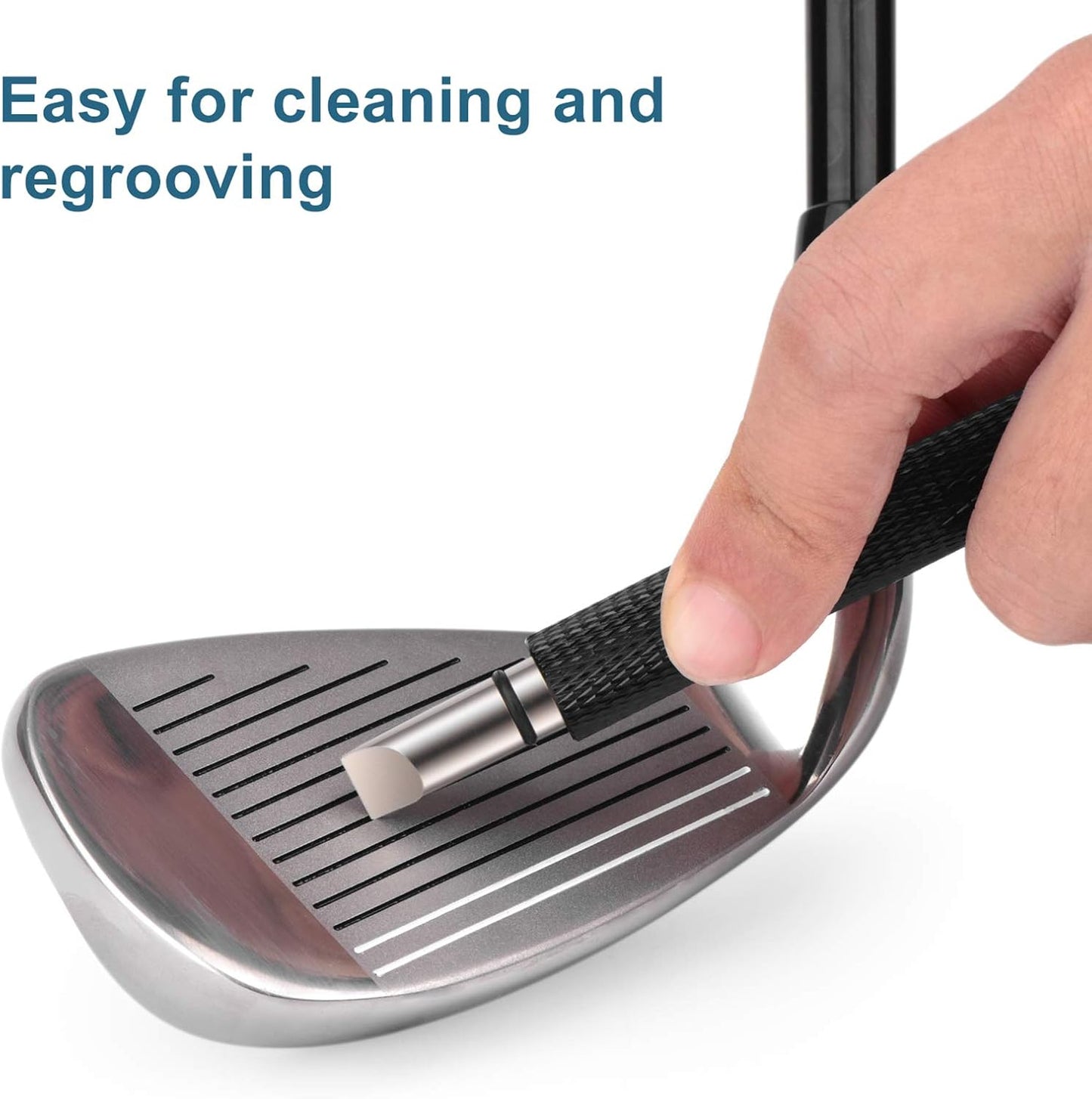 Bulex Golf Club Groove Sharpener, Re-Grooving Tool and Cleaner for Wedges & Irons - Generate Optimal Backspin - Suitable for U & V-Grooves