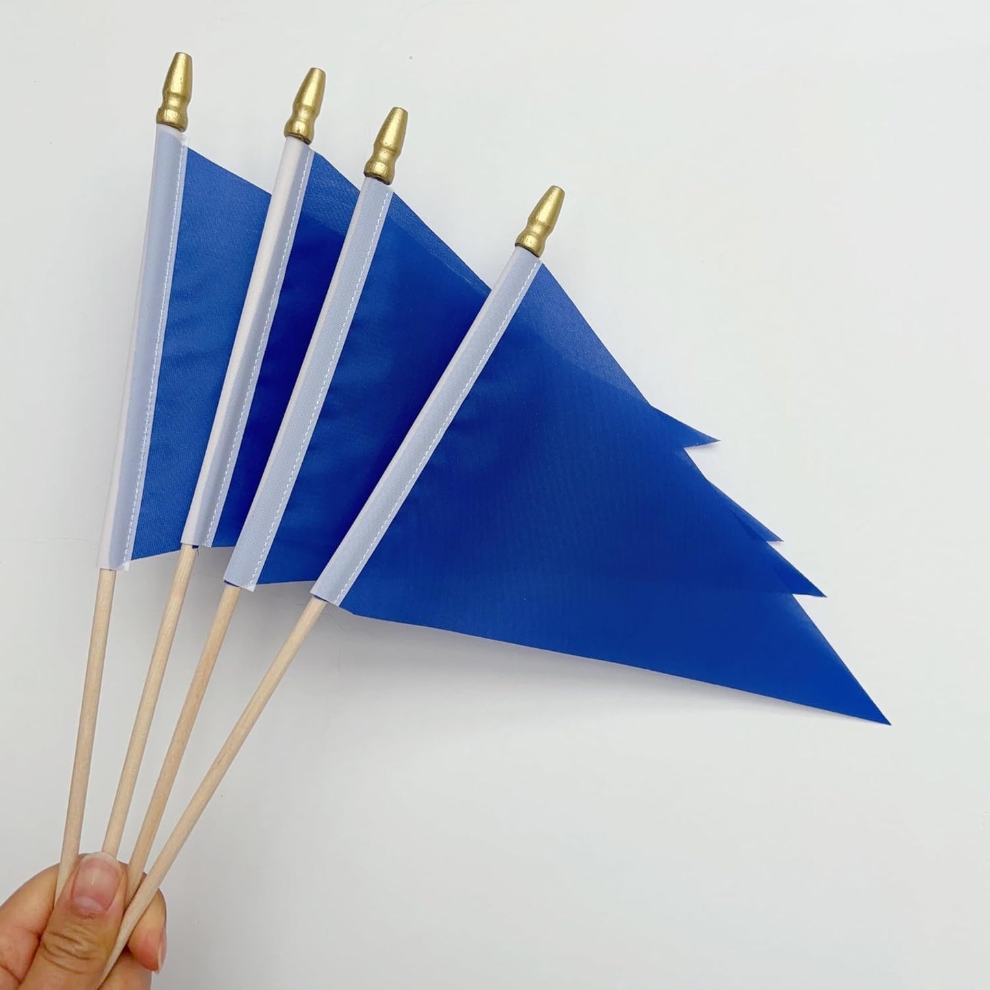 20 Pack Solid Color Blue Blank Pennant Flags on Wood Stick Small Mini Plain DIY Graffiti Flags,Decorations for Parades,Grand Opening,Kids Birthday,Sports Clubs,5x8 Inch