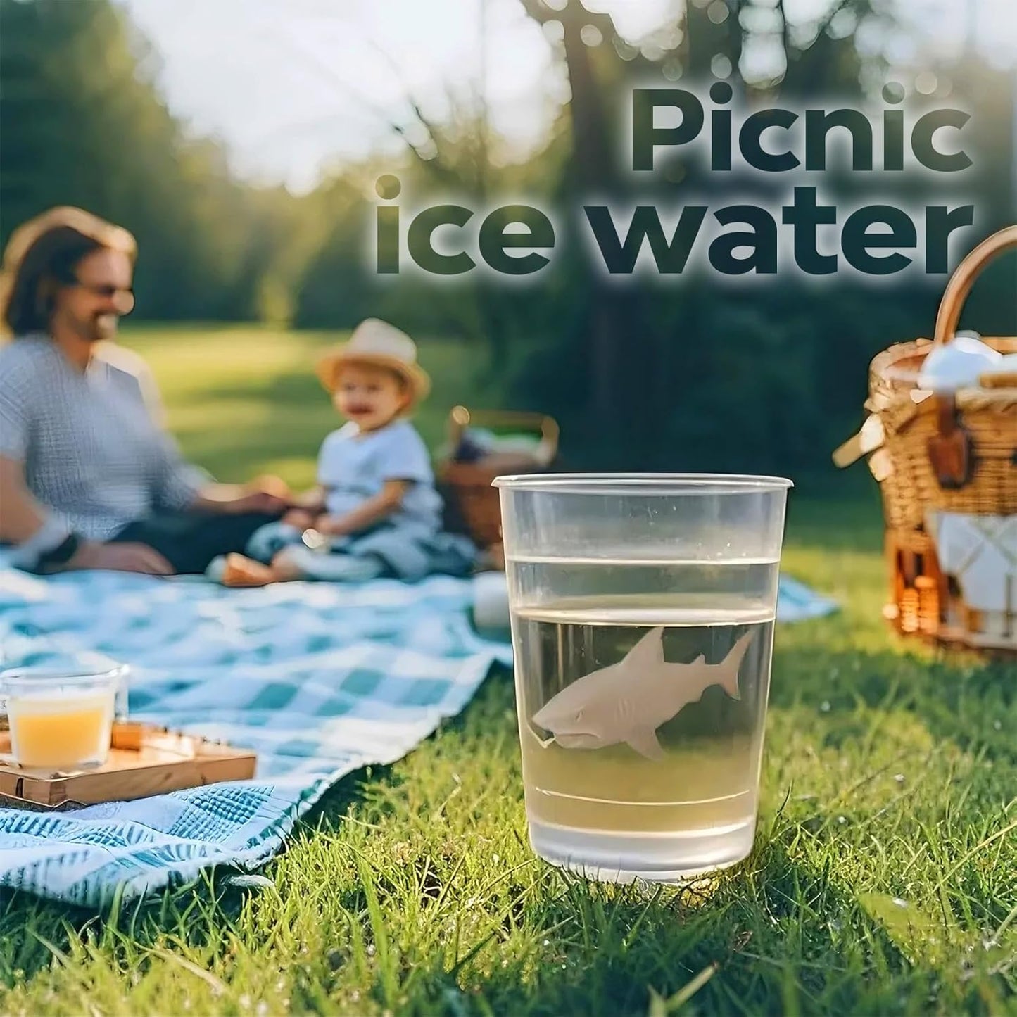 Shark Silicone Ice Mold | Slow-Melting Design Reusable Ice Cube Tray, Easy Release Shark Shapes for Whiskey, Cocktails, Juice, Coffee | Fun Ice Molds for Cold Drinks & Party Gifts (2 Pcs)