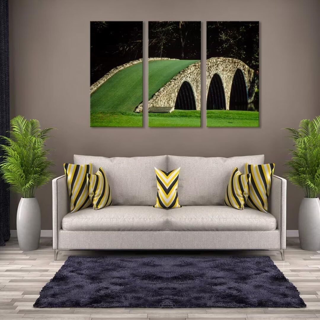 Augusta National Golf Course Wall Art for Living Room Bedroom Bathroom Home Decorations Golf Art Augusta Golf Course 12th Hole Pictures Posters Canvas Prints Framed Ready to Hang(12''W x 24''H x3)