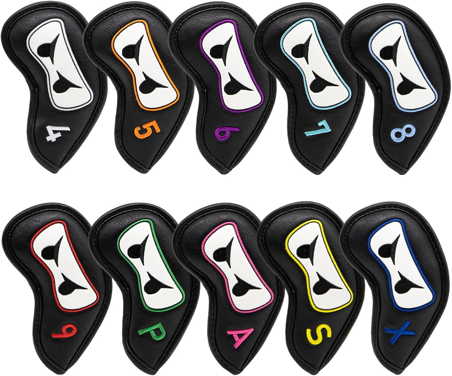 Premium Leather Golf Club Iron Covers - 10pcs/Set Wedge & Iron Headcovers with Velcro Closure