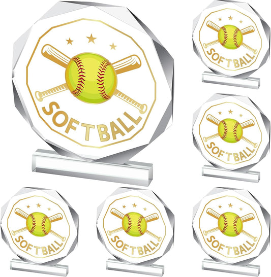 6 Pack Sports Trophy Acrylic Award Medals 4.72 x 4.72 Inch Sports Contest Trophies Bulk Plaques Team Prize Gift Trophies for Competition