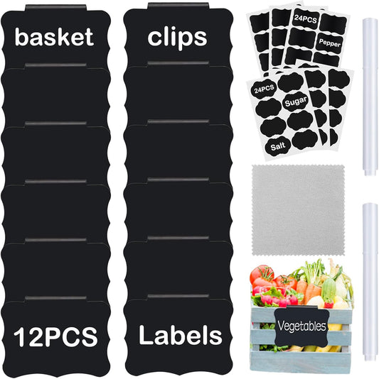 Clip-On Chalkboard Labels - Organize with Ease! Perfect for Baskets, Bins, and Containers - Clips Bin Labels & Chalk Tags