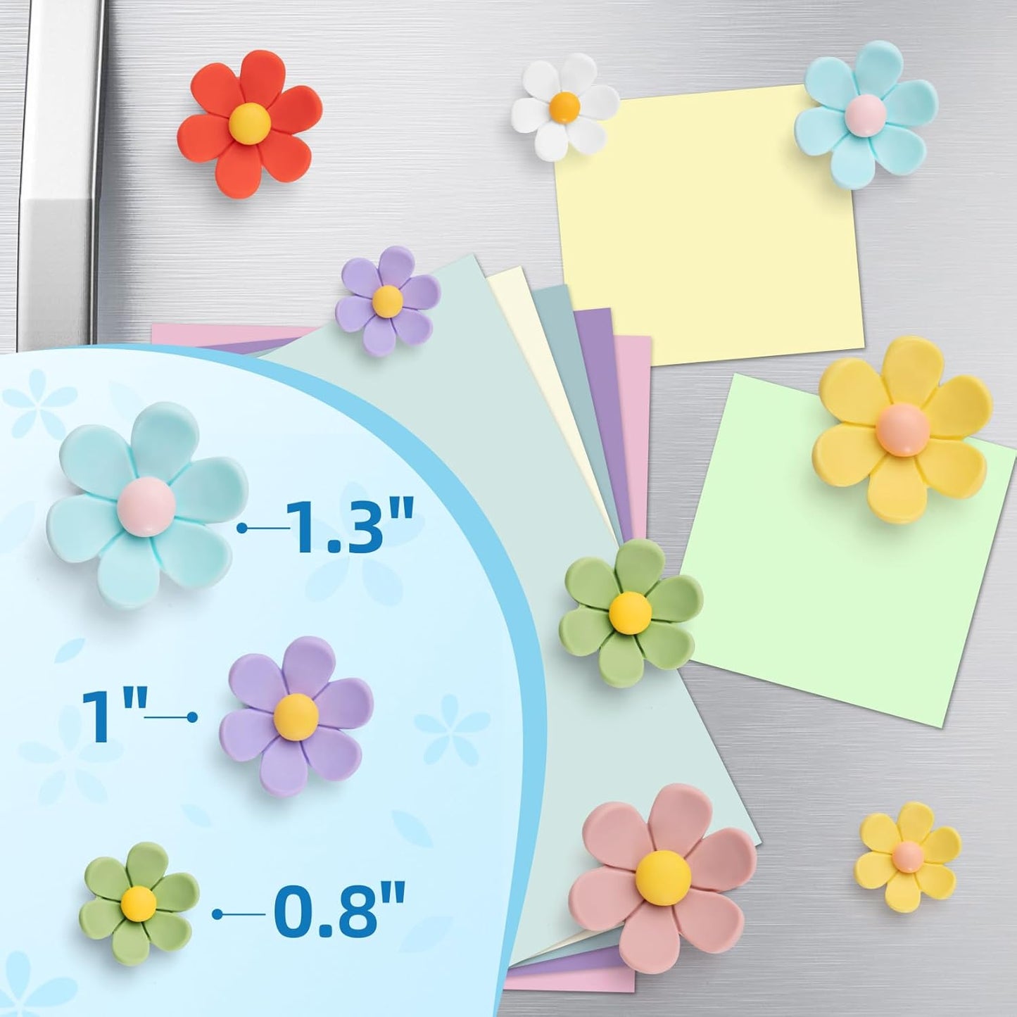 FINDMAG 21Pack Fridge Magnets, Flower Refrigerator Magnets Cute, Fun Magnet Refrigerator, 3D Flower Magnet for Office, Locker Decorations, Home, Kitchen, Whiteboard, (7 Small + 7 Medium + 7 Large)