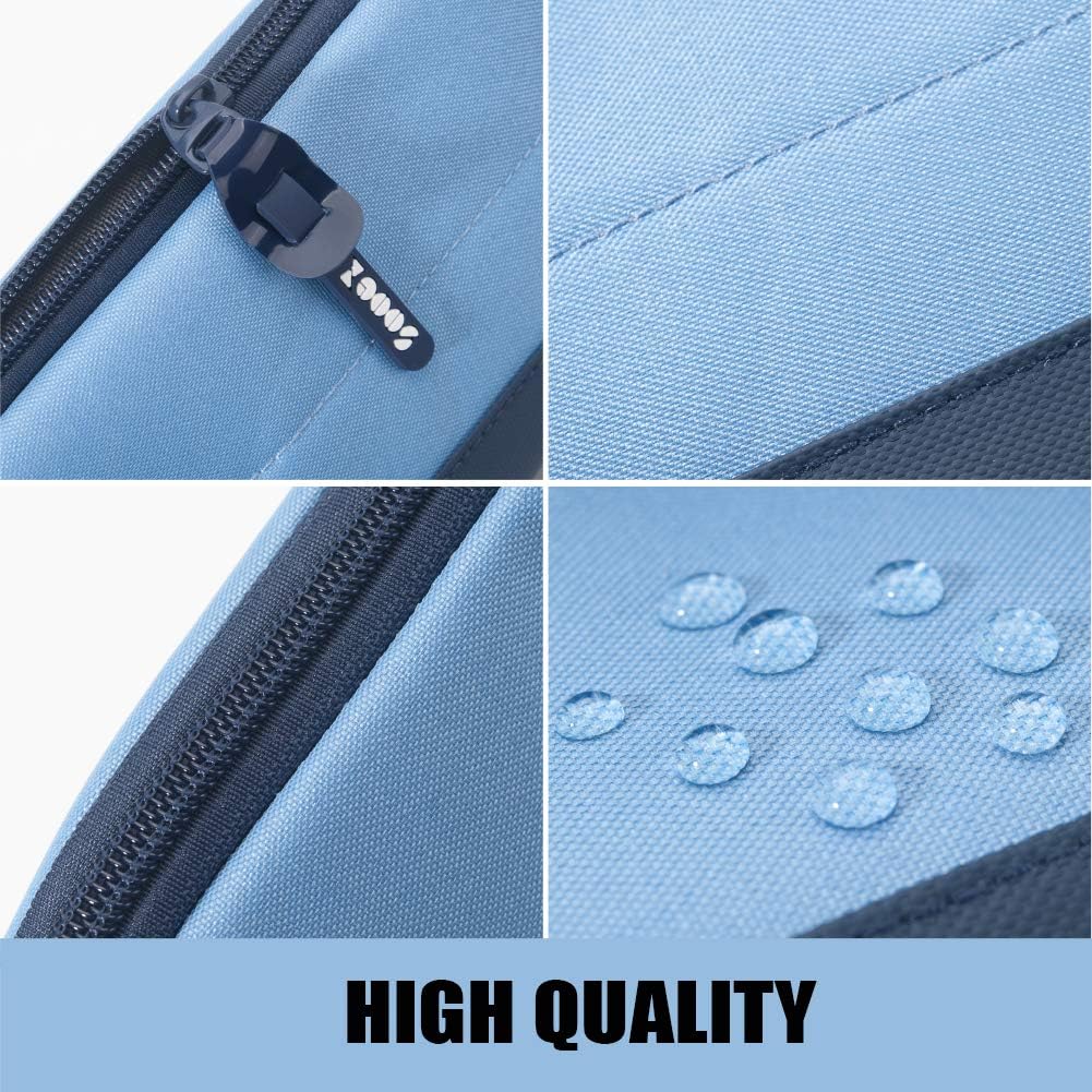 Sooez Wide-Opening Pencil Pen Case, Lightweight & Spacious Pencil Pouch Zipper Stationery Bag, Aesthetic Supply with Triangular Design for Adults, Blue