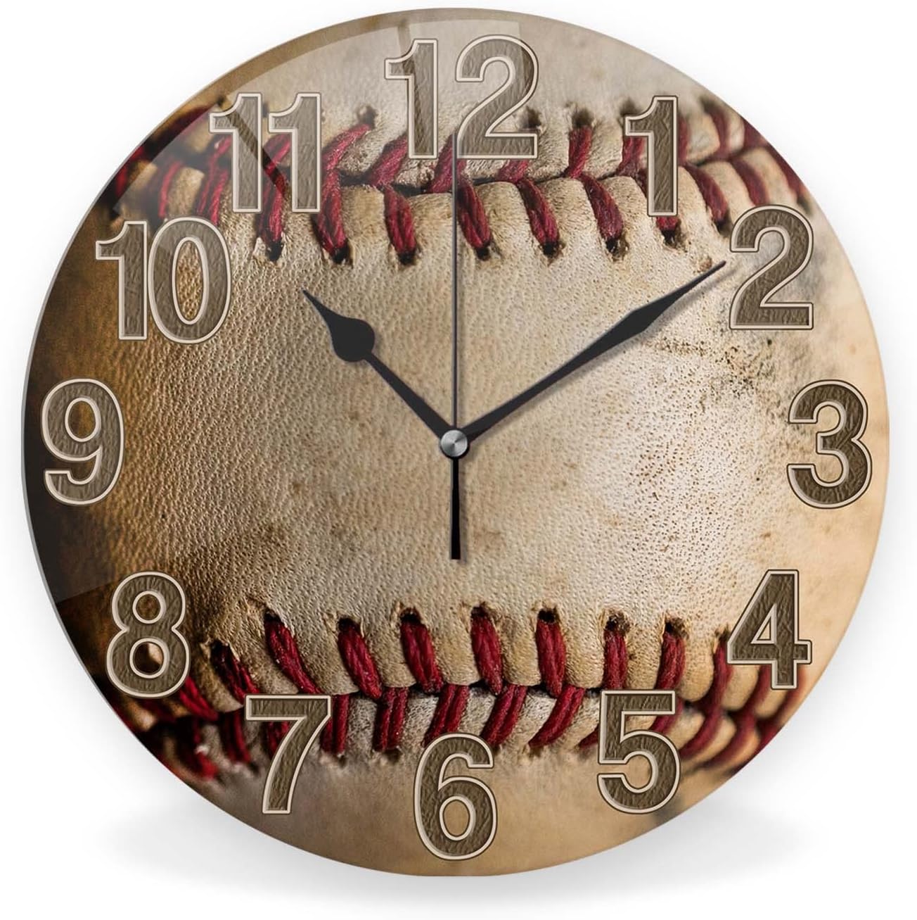 Silent Non-Ticking Sport Theme Wall Clocks, Vintage Baseball Wall Clock, Battery Operated 9.8"x9.8" Round Wall Clock for Home Decor Boy Room Living Room School Birthday Gift
