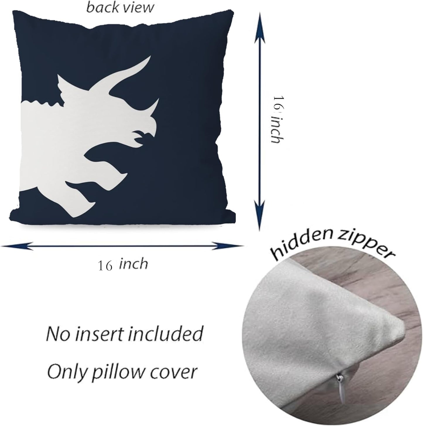 KEUSPI Cartoon Dinosaur Dino T-Rex Throw Pillow Covers,Dinosaur Throw Pillow Covers 18×18 Inch Set of 4,Home Boys Room Kids Room Playroom Nursery Decor,Dinosaur Lover Gifts for Boys Kids