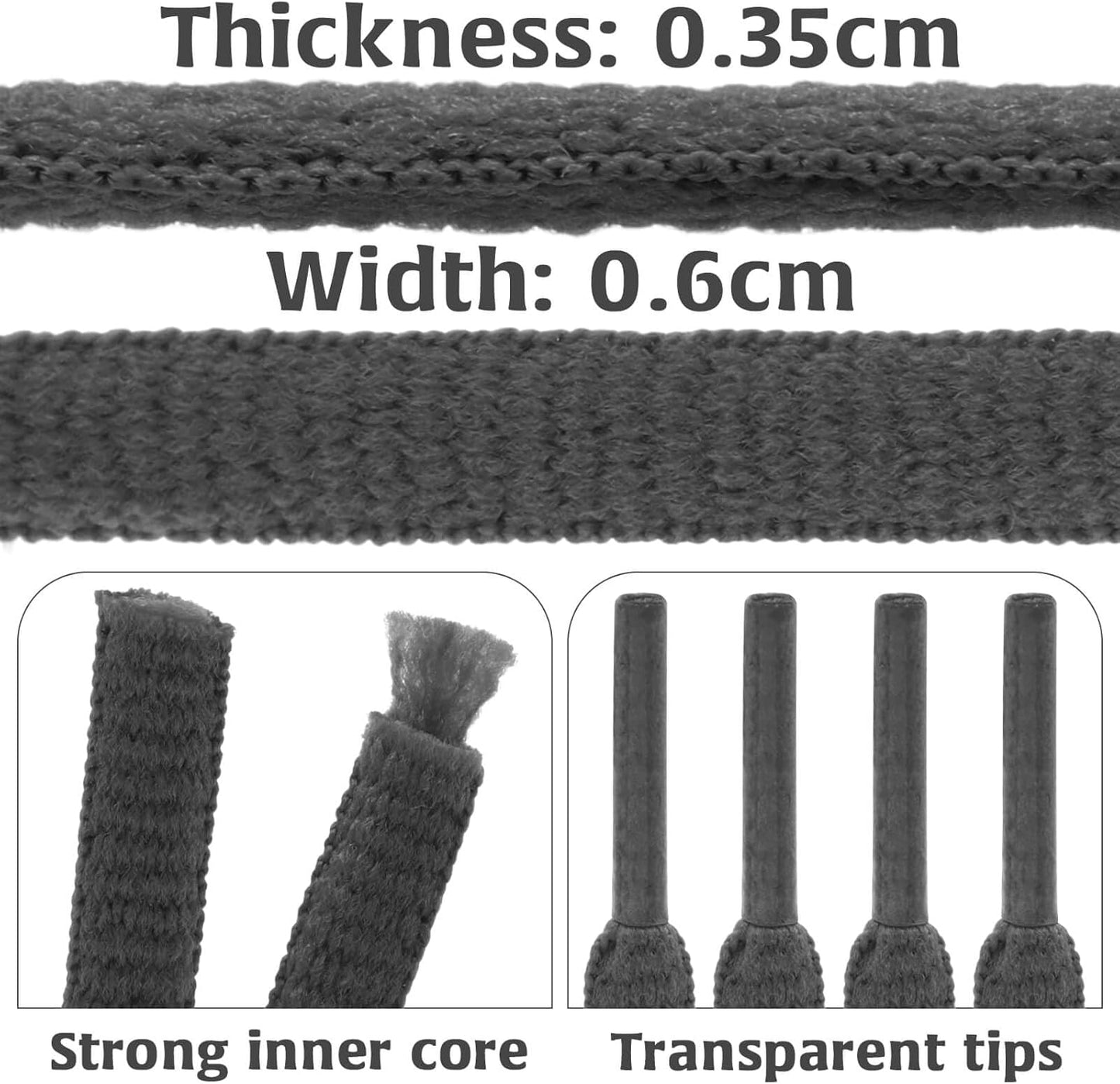 DELELE 2Pair Oval Shoes laces 42 Colors Half Round 1/4" Athletic ShoeLaces for Sport/Running Shoes Shoe Strings